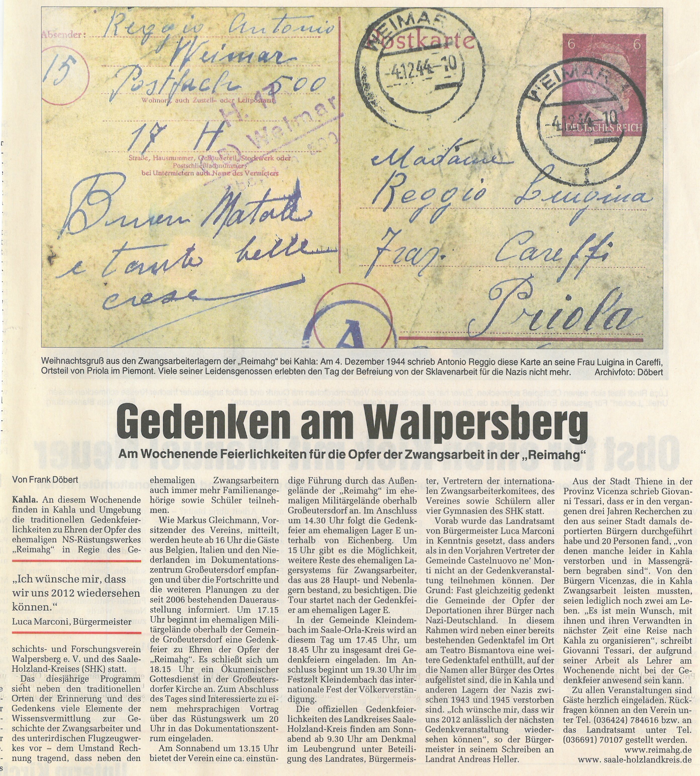 Gedenken an die Opfer der Reimahg