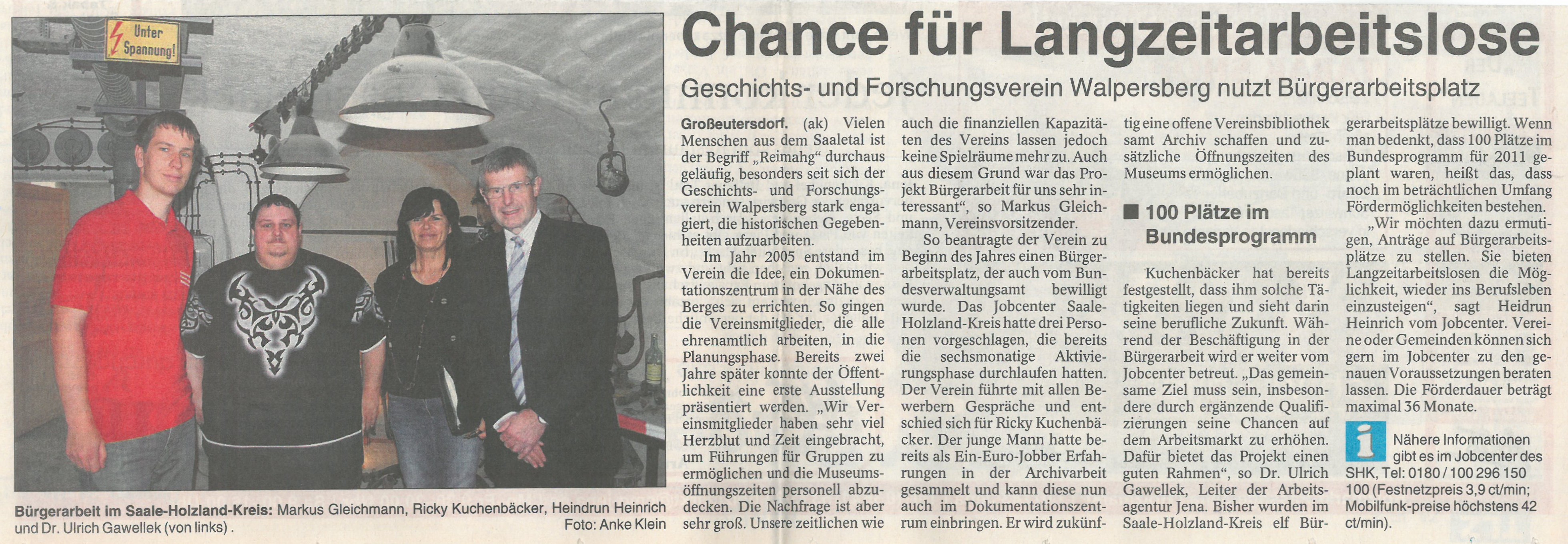 Chance für Arbeitslose im Museum