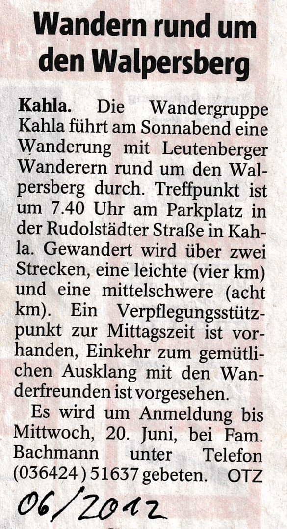 Wanderverein zu Gast am Walpersberg