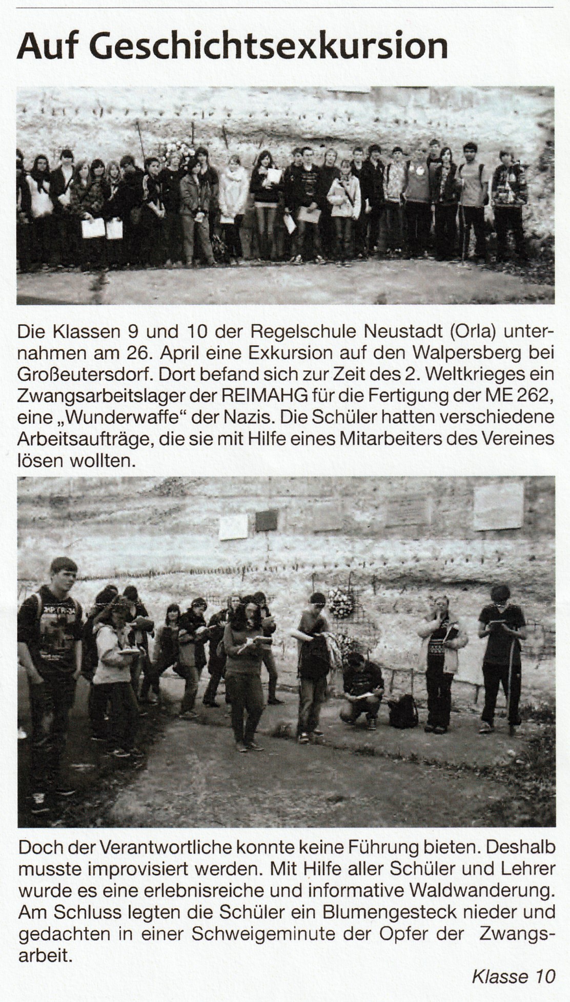 Regelschüler auf Geschichtsexkursion