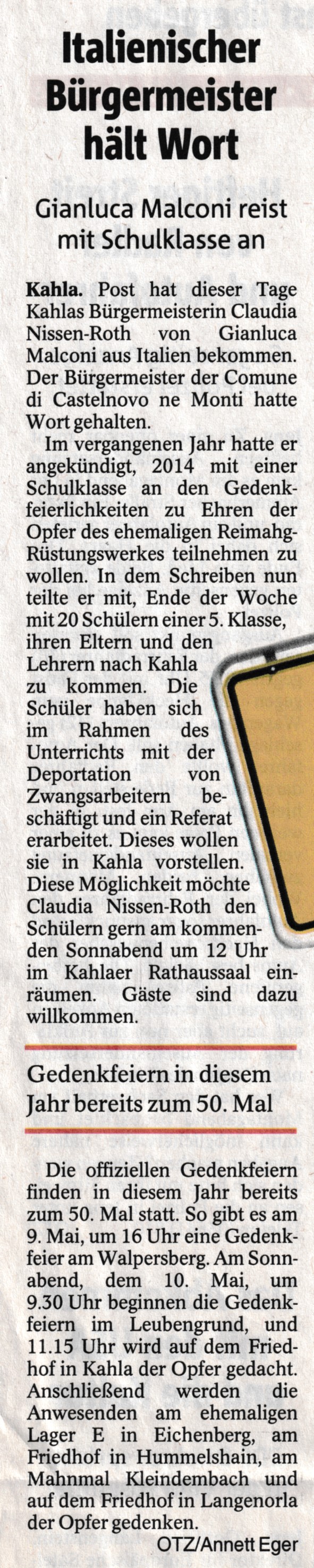 Bürgermeister hält Wort