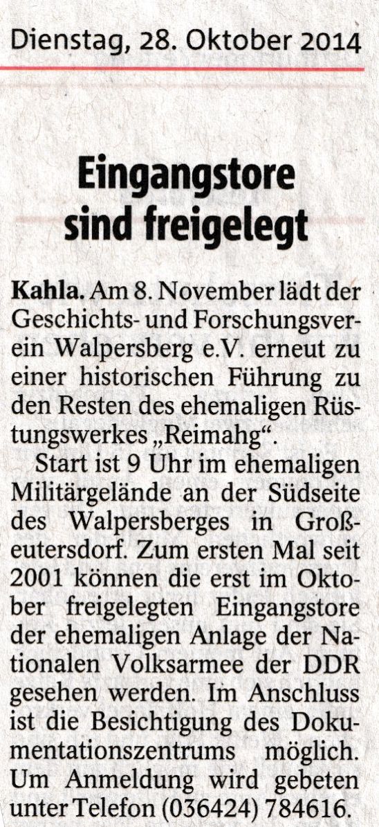 Tore am Walpersberg sind freigelegt