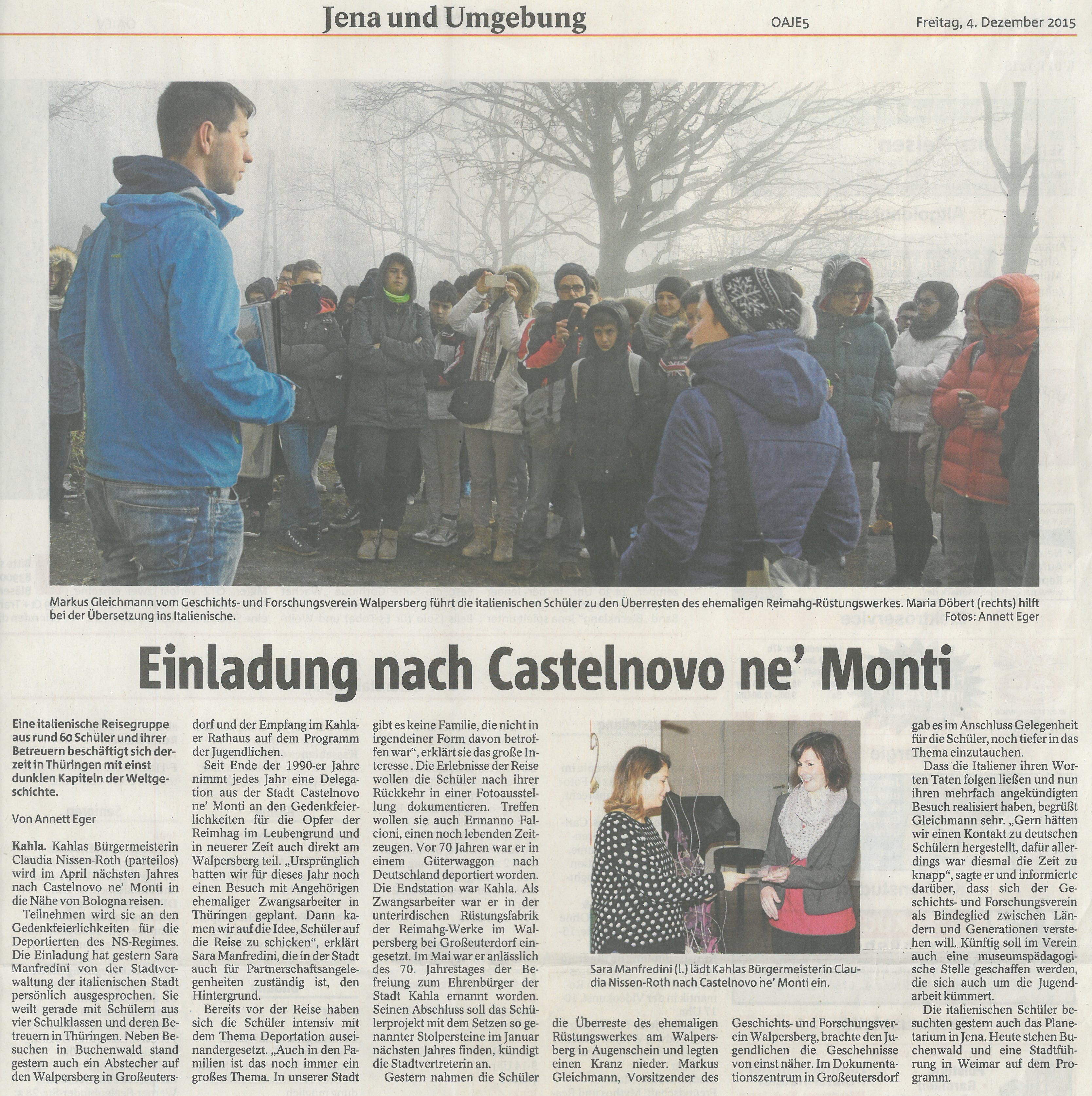 Schüler besuchen Walpersberg