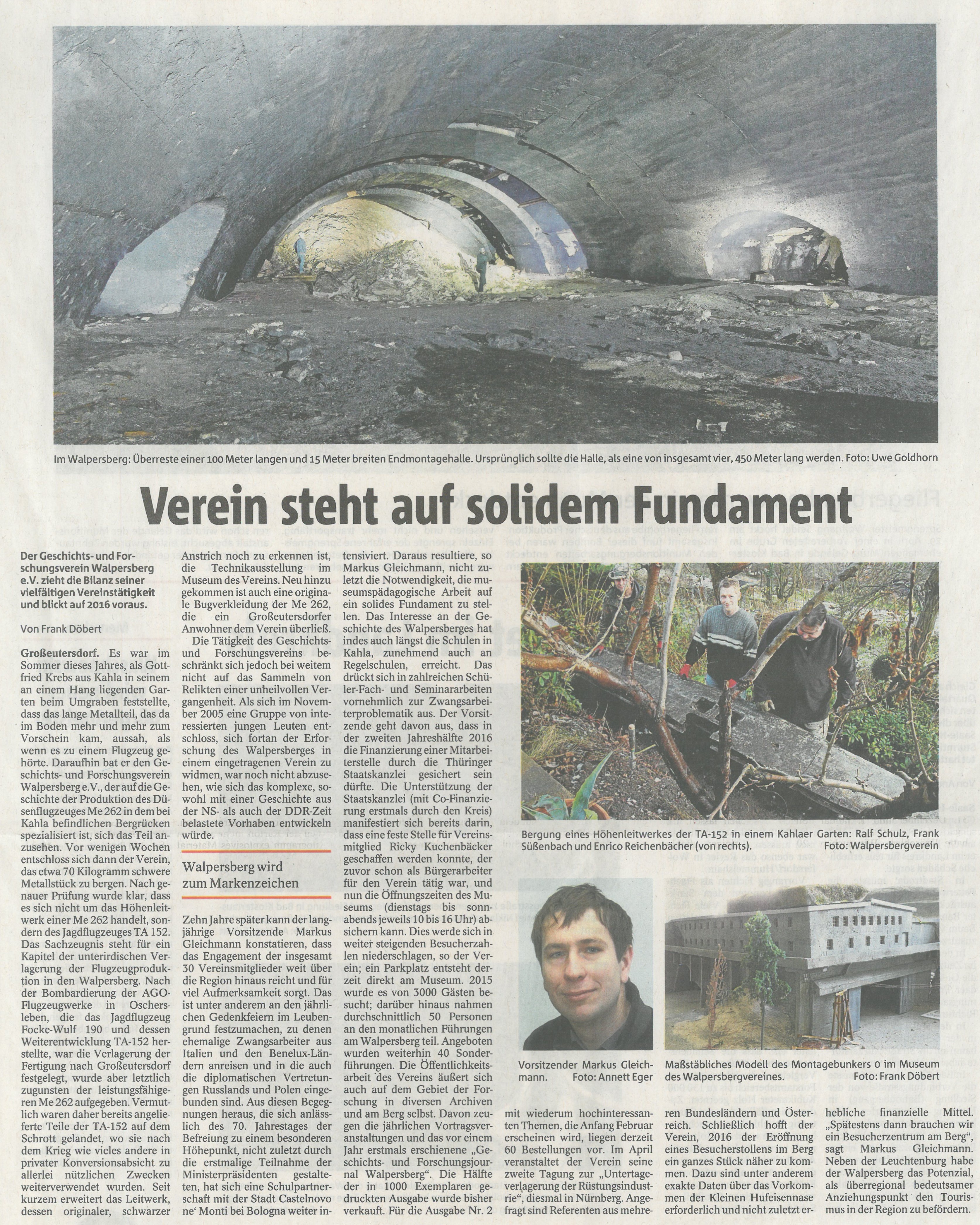 Geschichts- und Forschungsverein Walpersberg steht auf solidem Fundament