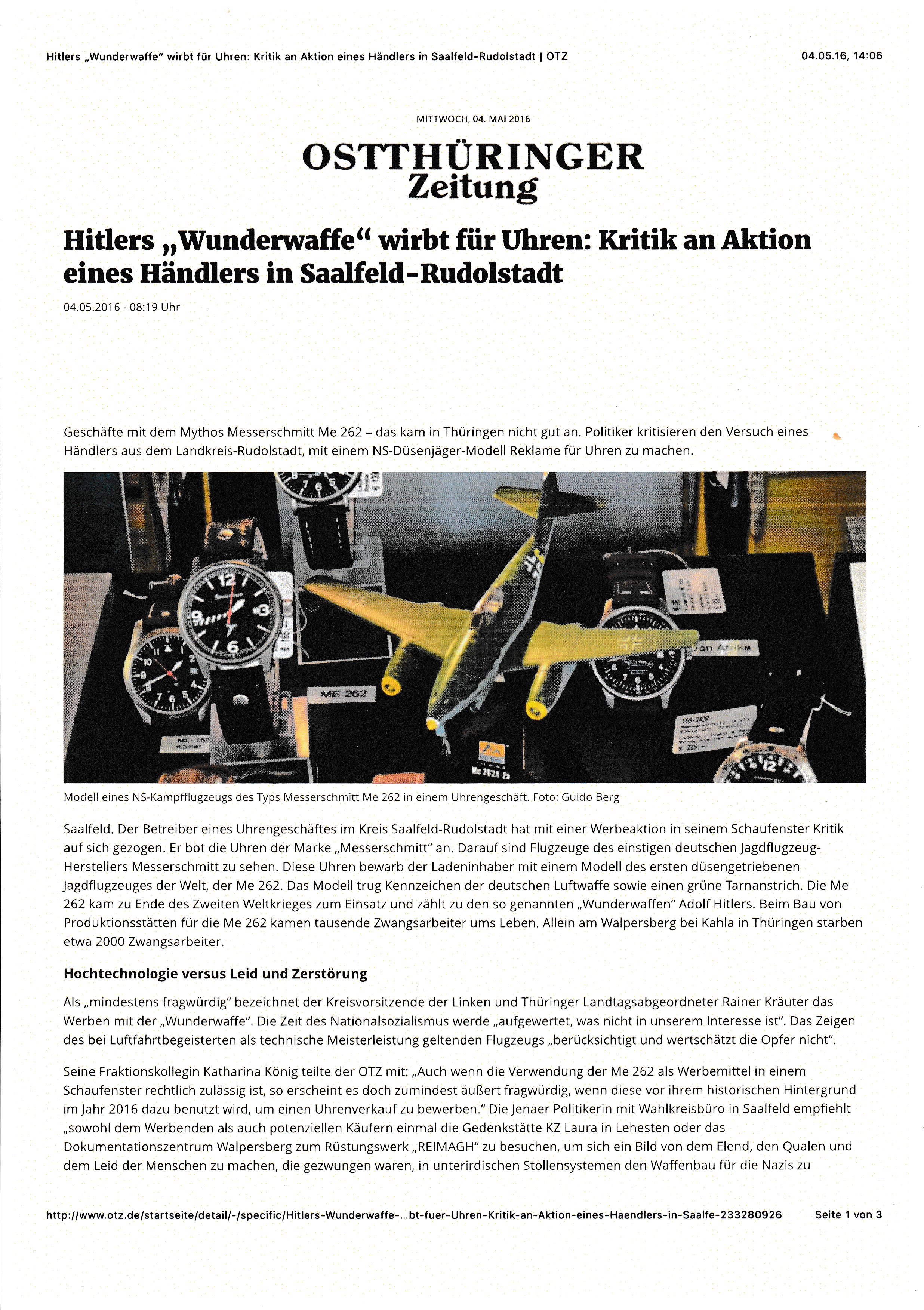 Händler wegen Me-262-Teilen in der Kritik