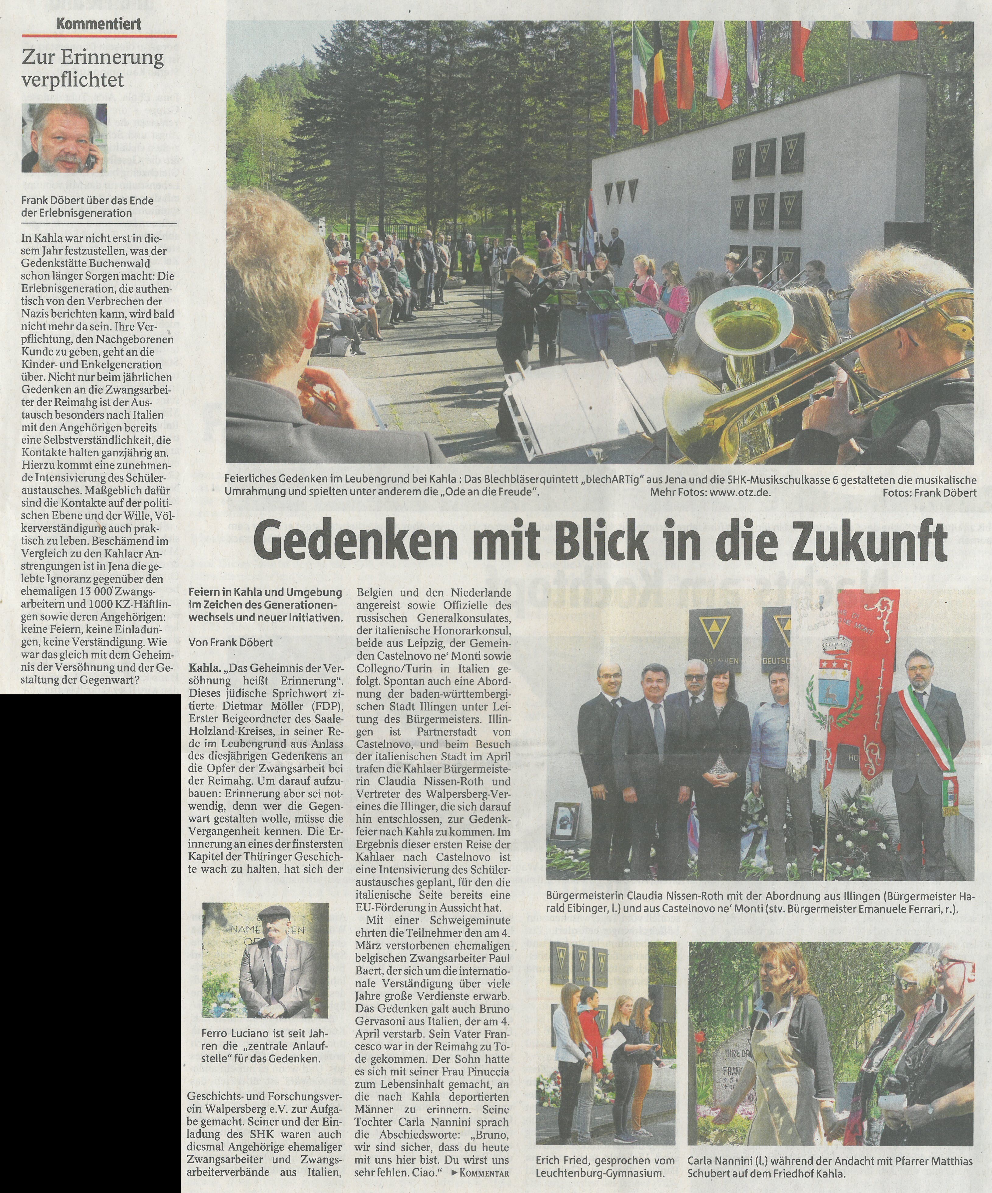 Gedenkfeier mit Blick in die Zukunft