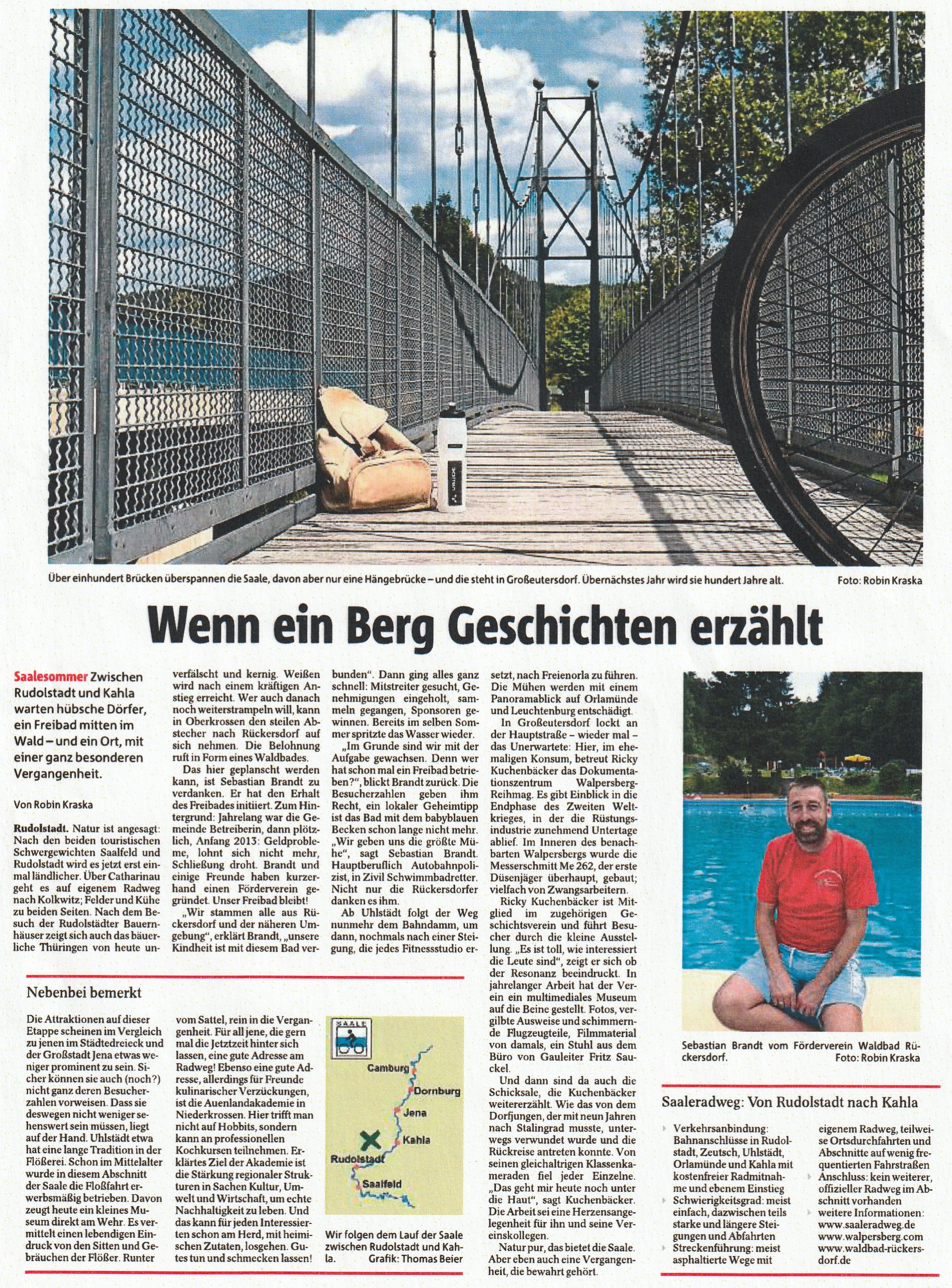 Saaleradweg führt nun am Walpersberg entlang