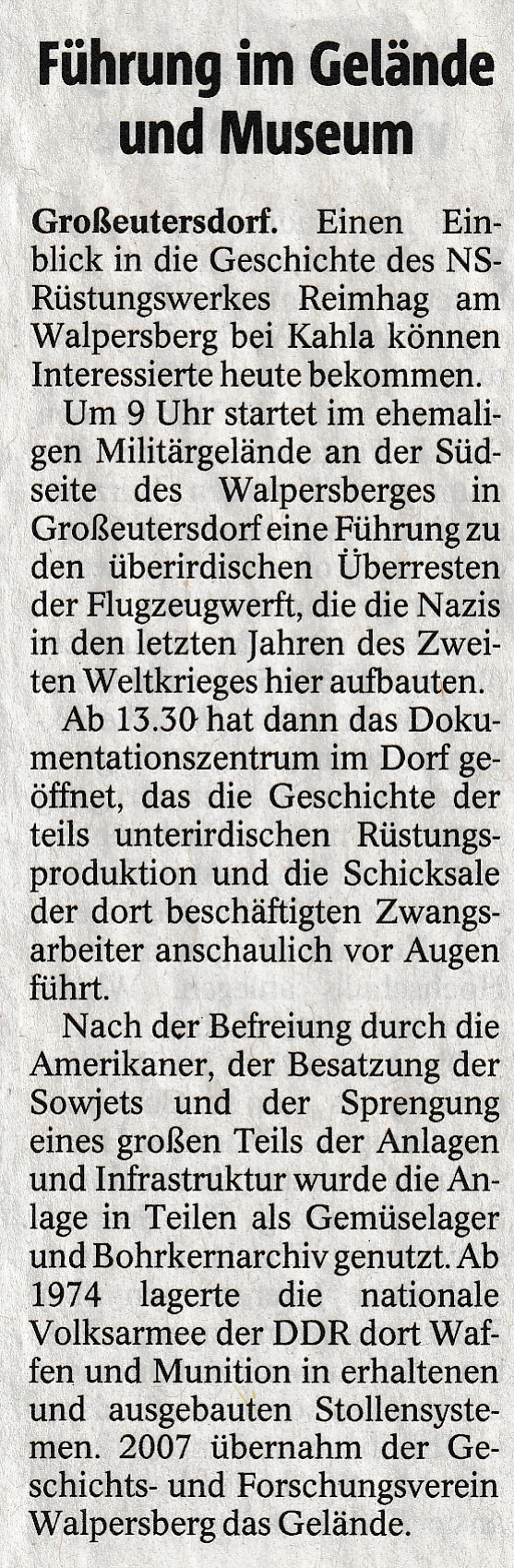 Führung am Walpersberg