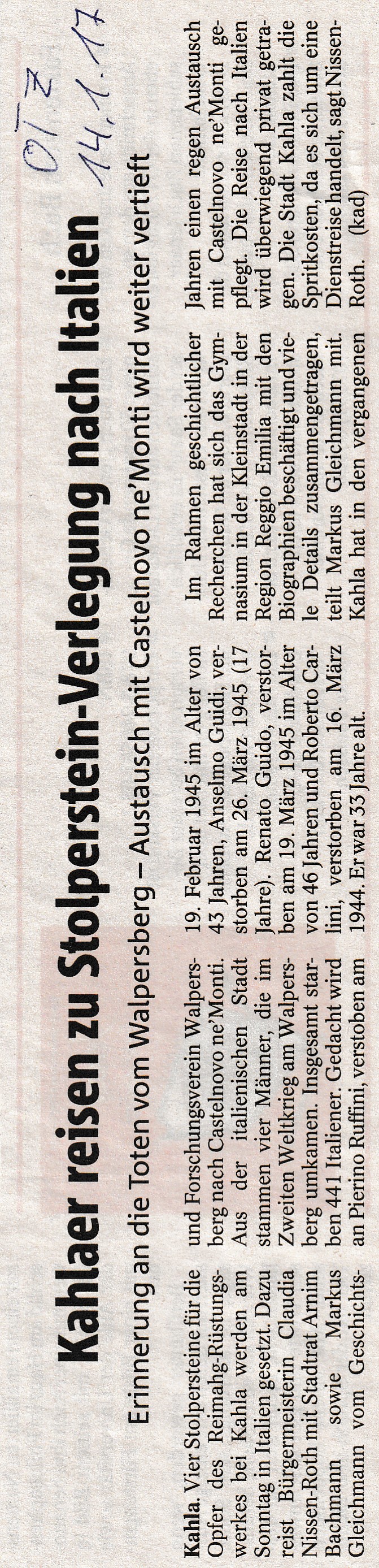 Stolpersteine für Italien