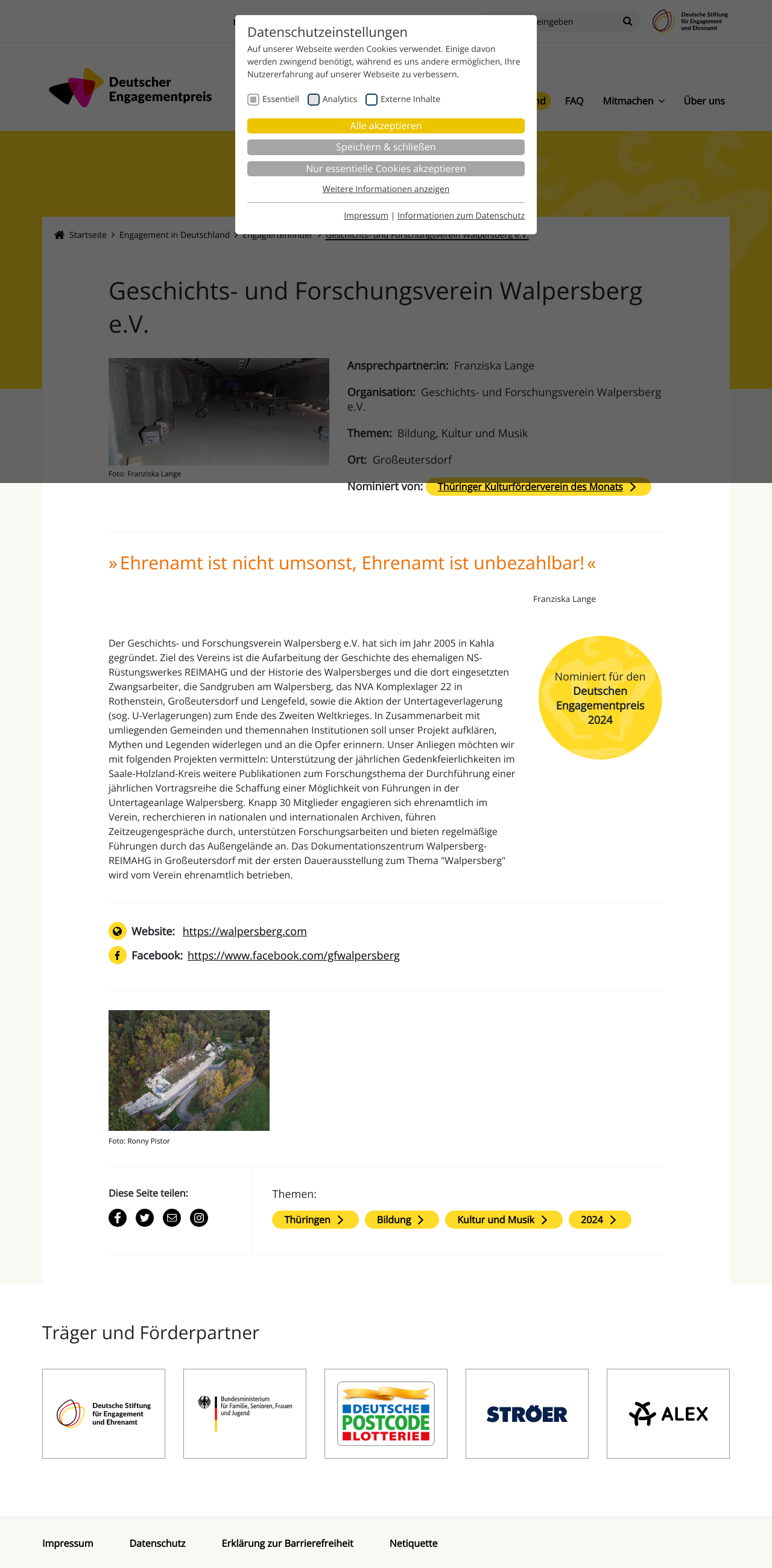 Geschichts- und Forschungsverein Walpersberg e.V. - Deutscher Engagementpreis